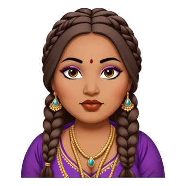 big plus size, medium deep skin, long hair braid, baddie,pretty, makeup, lipgloss, black eyeliner, loose dupatta, indian
 sticker