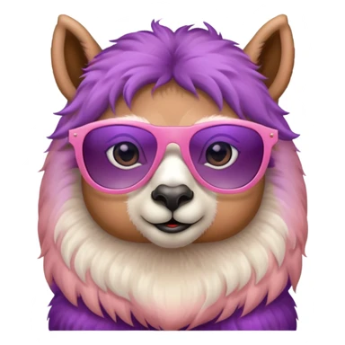 gradient purple color peach pink white cute eyes lama sun glasses sticker