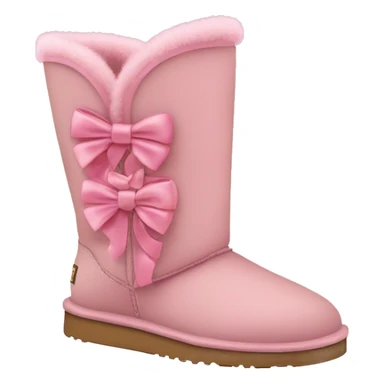 ugg boots with 3 bows top bow being pink middle bow being light pink and bottom bow being light light pink sticker