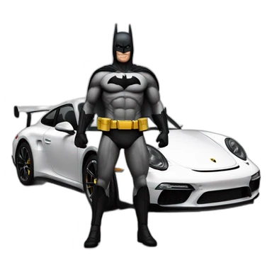 Batman in front of a porsche  sticker