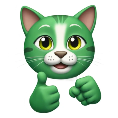 green cat with a thumbs up sticker