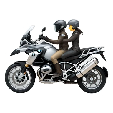 A man an a woman in a grey bmw 1200 gs  sticker