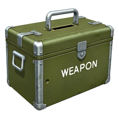 green military box with with an inscription weapon sticker