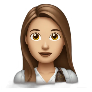 Withe woman with long brown Hair and Vuitton bag sticker