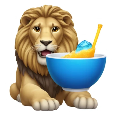Lion drinking blue drink sticker
