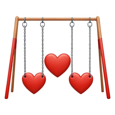 Two swings facing each other head to head, making heart shape sticker