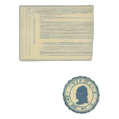 document with stamp sticker