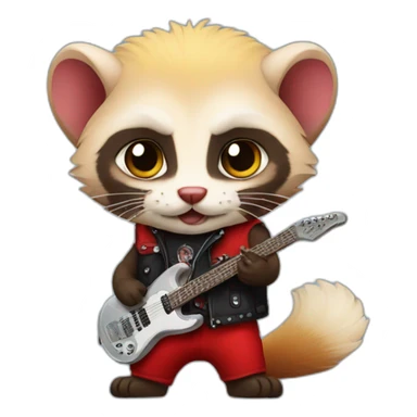 Red ferret wearing heavy metal clothing sticker