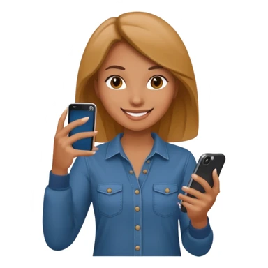 woman casual clothes holding a phone in one hand sticker