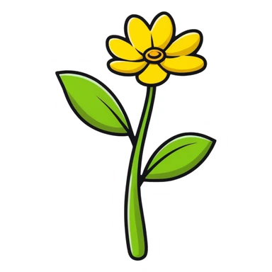 cartoon yellow flower, playful and bright sticker