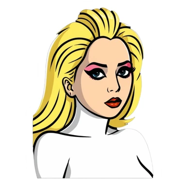 Lady Gaga with dramatic makeup and costume sticker
