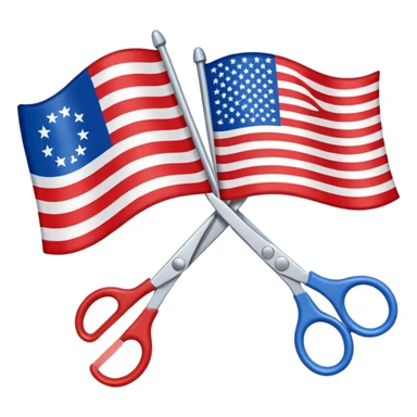 flag with two pair of interlocked scissors sticker