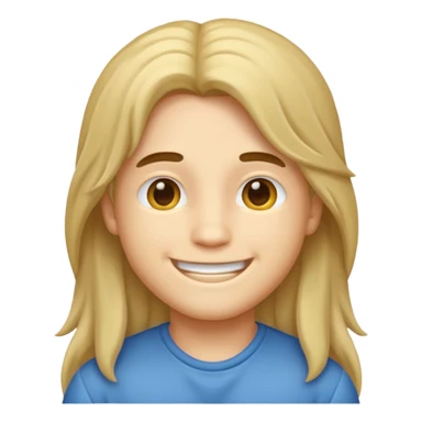 An emoji of a soft boy with long hair and pink background. sticker