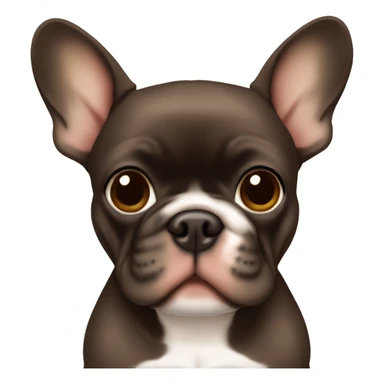 A small dark brown and tan French Bulldog, with an all brown face with tan eyebrows and cheeks and brown eyes. sticker