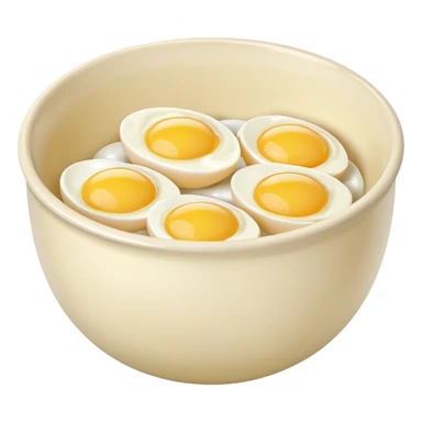mixing bowl with uncracked eggs and butter sticker