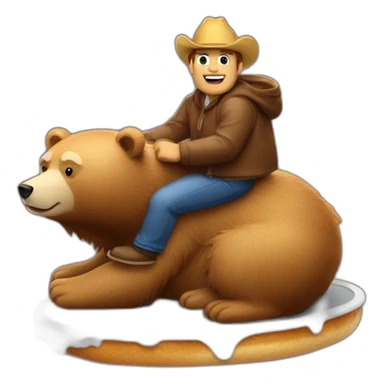 poutine riding a bear sticker