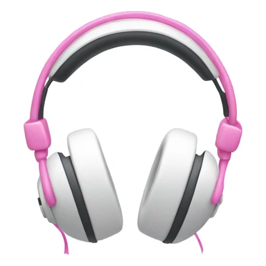 White fuzzy headphones with pink ribbons  sticker