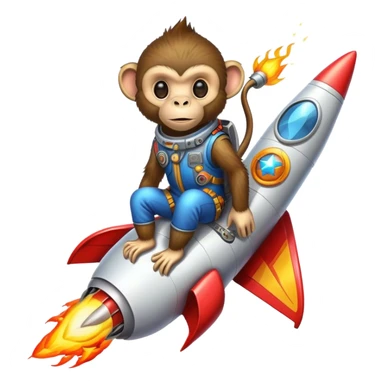 punk colorful monkey flying in a rocket with fire sticker