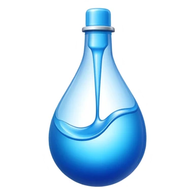 "Abstract logo symbol representing plastic blow molding, a drop of blue liquid plastic transforming into a solid bottle shape, futuristic, metallic texture, blue and silver gradient, white background, high definition app icon." sticker
