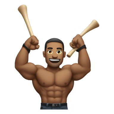 Pumped biceps holding a pair of drum sticks sticker