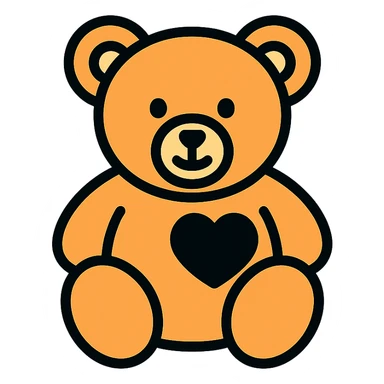 bear with a black heart sticker