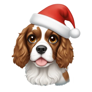 Tricolor Cavalier Spaniel with a Santa hat  sticker