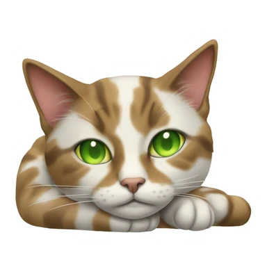 Realistic sleeping cat calico with green eyes sticker