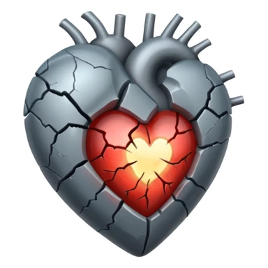 An old and barren grey heart with a glowing transparent heart inside it sticker