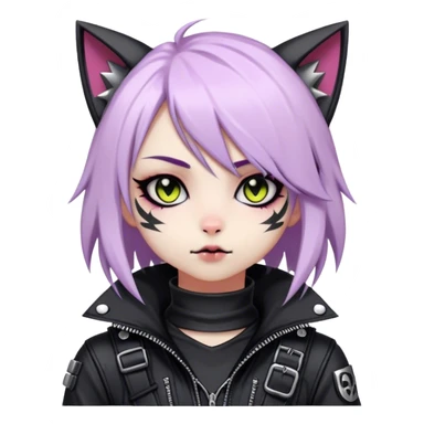 Edgy Kawaii Cute Cool Cartoon Anime Punk Techwear Gothic Catgirl sticker