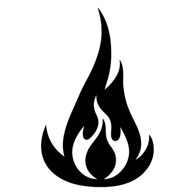 Remove the face and ensure there is no red color. Keep the black flame with no background. The style should maintain the original look but with these edits. sticker