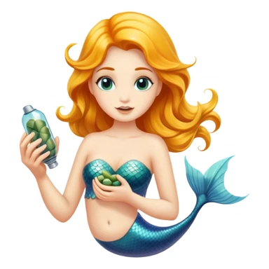 a capsule of kelp held by a mermaid sticker