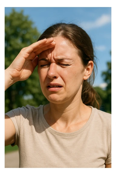 Donna che ha male agli occhi con il sole sticker