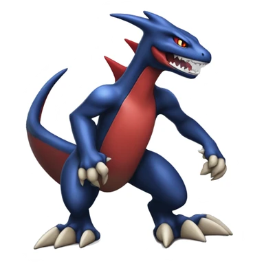 Dark blue, beige, red, Modern, Futuristic, Cool, Edgy, Badass Punk-style Garchomp-Charmeleon-Croconaw Fakémon-Digimon  full body sticker