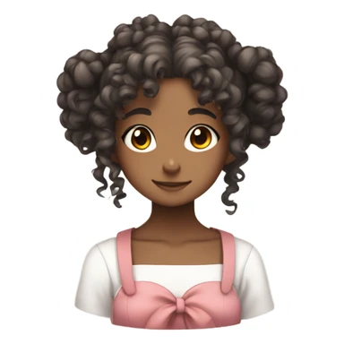 Cute girl with curly hair in two buns, anime style sticker