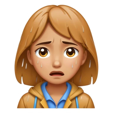 Girl crying in rain sticker
