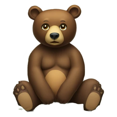Bear sitting under huge leave in rainforest  sticker