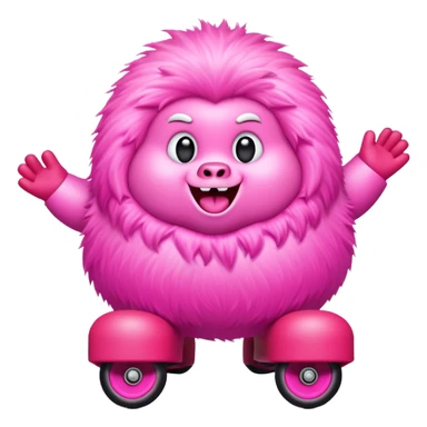 fat rainbow pink red yeti roller skating  sticker