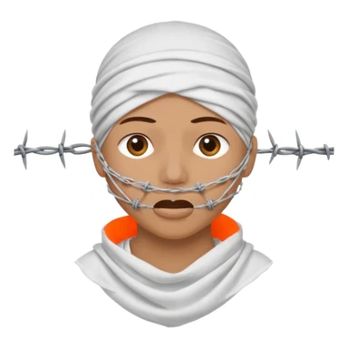 Head wrapped in gauze, mouth sealed with barbed wire. sticker