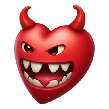 Red heart with scary monster mouth sticker