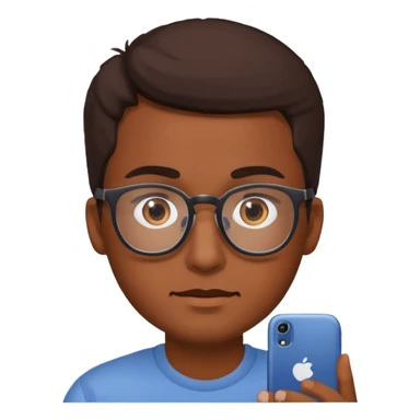 A guy scrolling on this phone, his eyes looking the phone sticker