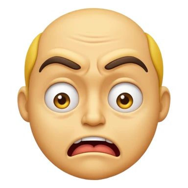 A Classic emoji, yellow character. Extreme disgust/ confusion. One eyebrow raised, one eyebrow lowered in anger. With a deep sneer on the mouth. sticker