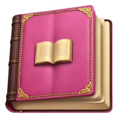 An open pink book with golden details
 sticker