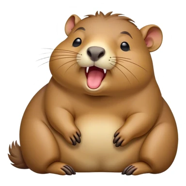 Cinematic Cute Yawning Capybara Portrait Emoji, Head tilted slightly with a dramatic, wide-open yawn, showcasing a plush, rounded body with drowsy, half-closed eyes and a relaxed expression, Simplified yet irresistibly adorable features, highly detailed, glowing with a soft, cozy natural glow, high shine, relaxed yet expressive, stylized with a dash of whimsical charm, soft glowing outline, capturing the essence of a drowsy yet affectionate guardian that seems ready to stretch out for a nap! sticker