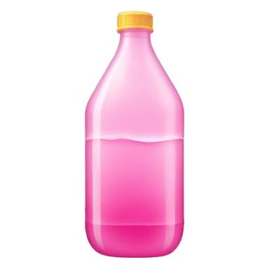 plastic bottle with crystaline pink liquid sticker