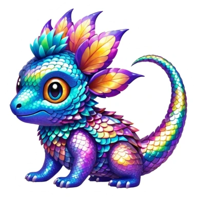 Colorful cute fuzzy realistic glittery Randomly-faerie-drake-colored sparkly exotic Fakémon-creature sticker