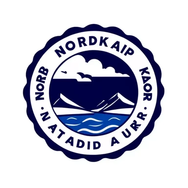 Blaues Schild auf den Nordkapp steht sticker