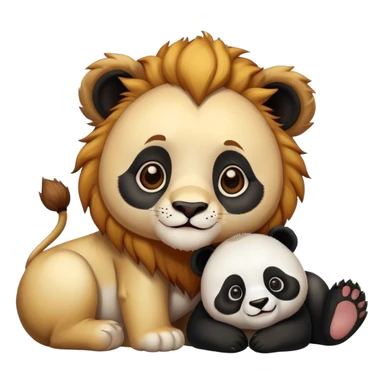 Cute Lion and panda together sticker