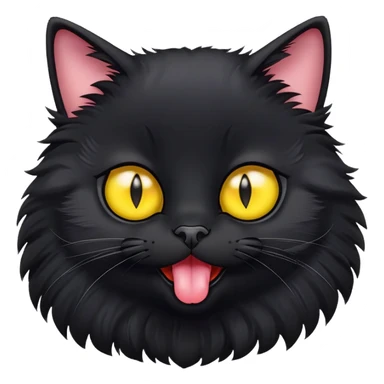 Black cat big eyes cute tongue out sticker