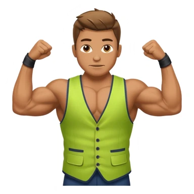 A fir person wearing vest only upper body reflexing muscles sticker