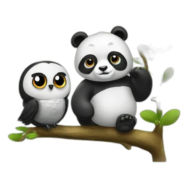 A Panda and an owl sticker